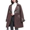 New Winter 2024 double-sided leather jacket for women, mid-length suit collar women's leather coat, Korean-style women's outerwear Item Picture